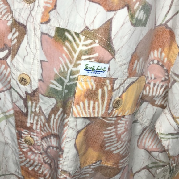 Vintage Style Surf Line Hawaii Long Sleeve Floral Camp Shirt - Picture 5 of 11